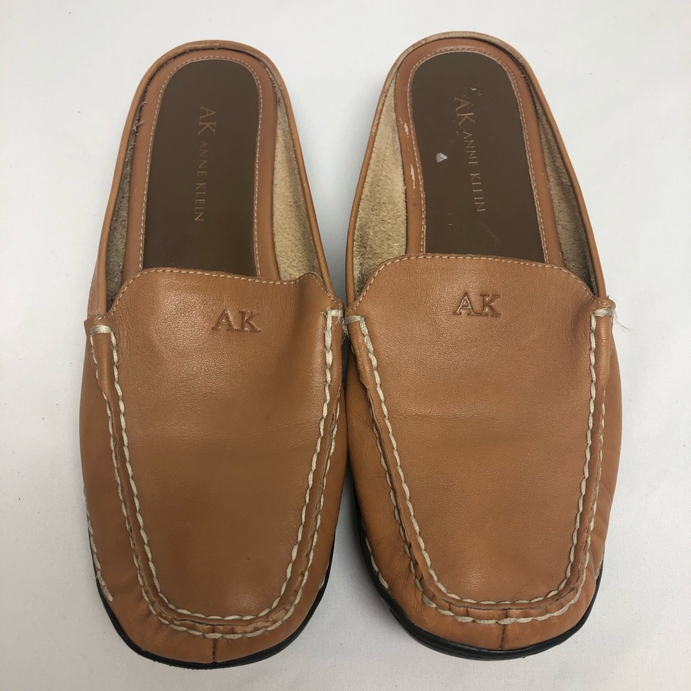 ANNE KLEIN Brown Leather Slip On Loafers 6.5M